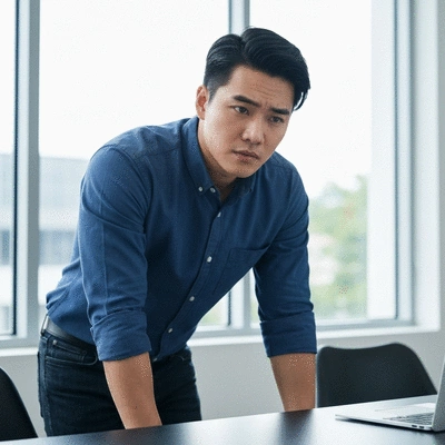 Employee looking thoughtful and empowered, representing greater control and autonomy in the workplace