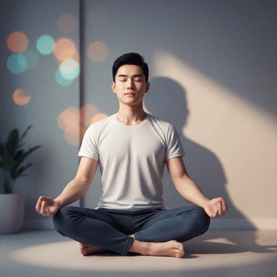 Person meditating in a serene environment, symbolizing stress reduction and a mental sanctuary