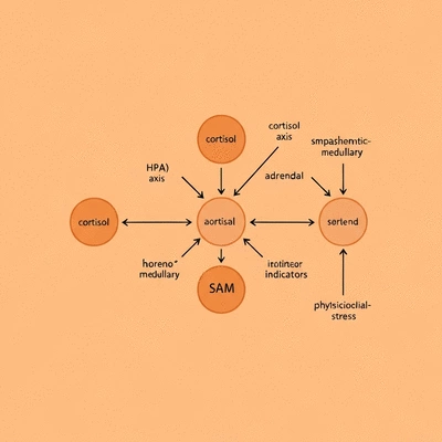 Detailed illustration of the HPA and SAM axes with physiological indicators of stress
